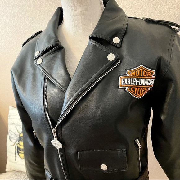 Harley Davidson women’s moto faux leather jacket M - Picture 8 of 10